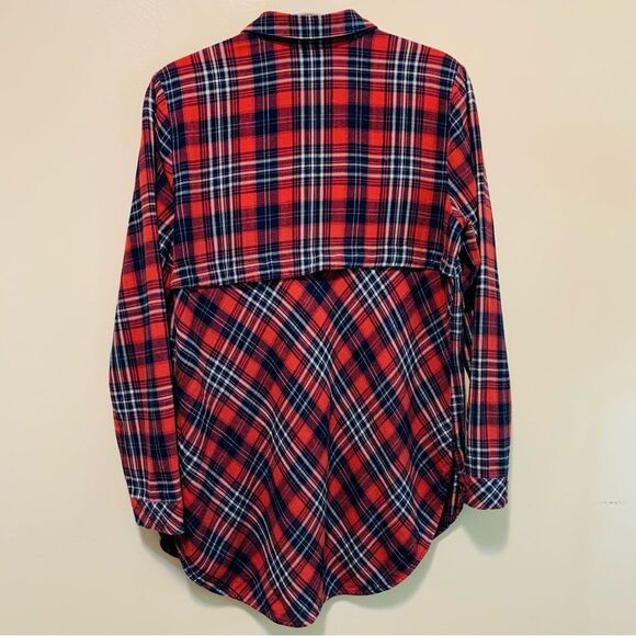 J. Jill Mauve Pink and Blue Plaid cotton tunic length shirt size small - Picture 4 of 7